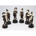 ansamblu de statuete " Klezmer Band". sculptura in fildes si lemn. cca 1900